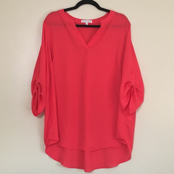 Chaus Tops - EUC Chaus Roll Tab V-Neck Blouse, size 1X